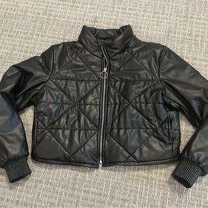 BLANK NYC Faux Leather Cropped Quilted Women's Jacket Size M